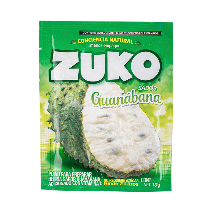 BEBIDA EN POLVO ZUKO GUANABANA 13  GR.