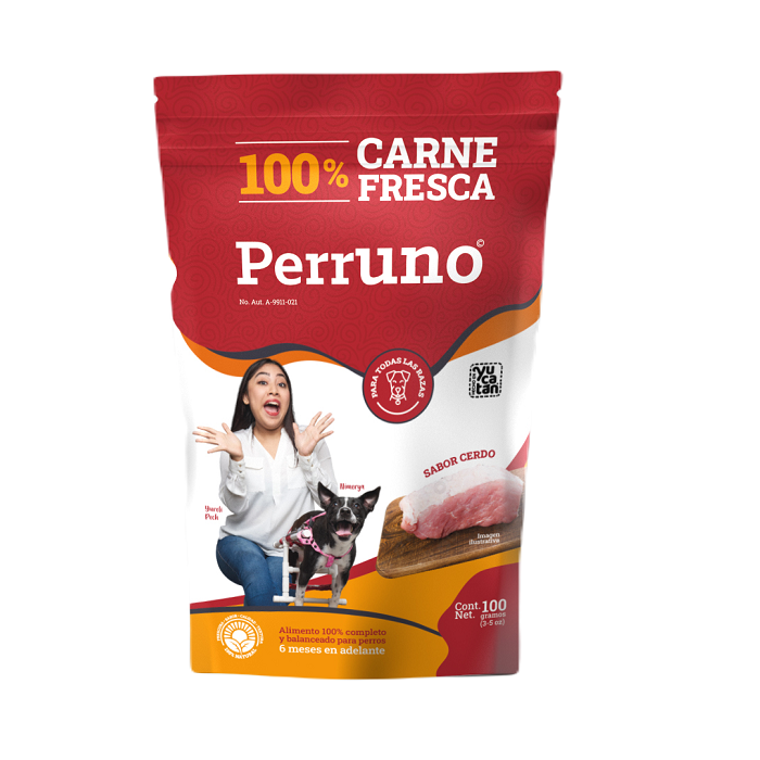 ALIMENTO PARA PERRO PERRUNO CERDO POUCH 100  GR.