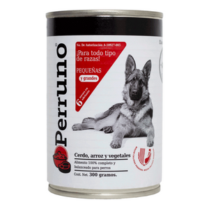 ALIMENTO PARA PERRO SABOR CERDO PERRUNO LATA 300  GR.