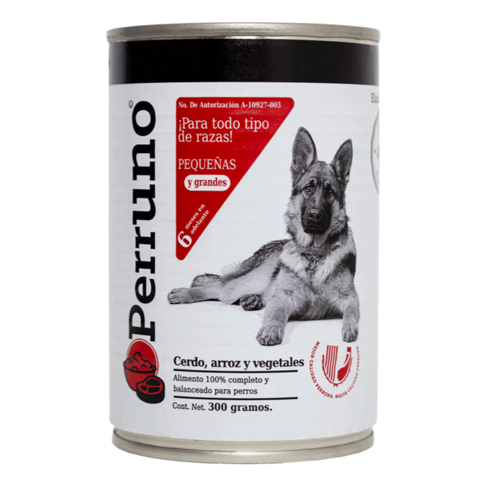 ALIMENTO PARA PERRO SABOR CERDO PERRUNO LATA 300  GR.