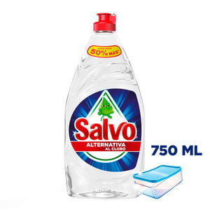 DETERGENTE LIQUIDO LAVATRASTES SALVO ALTERNATIVA AL CLORO 750  ML.