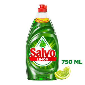 DETERGENTE LIQUIDO LAVATRASTES SALVO LIMON 750  ML.