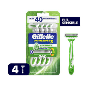 GILLETTE PRESTOBARBA 3 MAQUINAS PARA AFEITAR DESECHABLES 4  PZA.