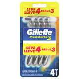 GILLETTE PRESTOBARBA3 RASTRILLO DESECHABLE 4X3 NAL 4  PZA.