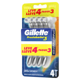 GILLETTE PRESTOBARBA3 RASTRILLO DESECHABLE 4X3 NAL 4  PZA.