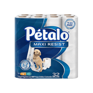 PAPEL HIGIENICO PÉTALO MAXI RESIST VITAMINA E COCO 247 HD 32  ROLLO