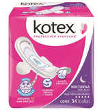 TOALLA FEMENINA KOTEX  NOCTURNA CON ALAS FLUJO SÚPER ABUNDANTE 34  PZA.