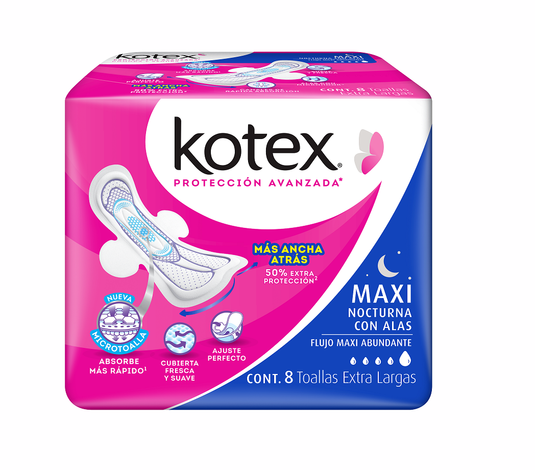 TOALLA FEMENINA KOTEX MAXI CON ALAS 8  PZA.