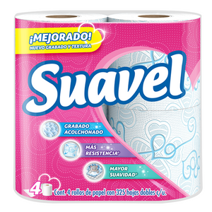 PAPEL HIGIENICO SUAVEL 325 HD 4  ROLLO