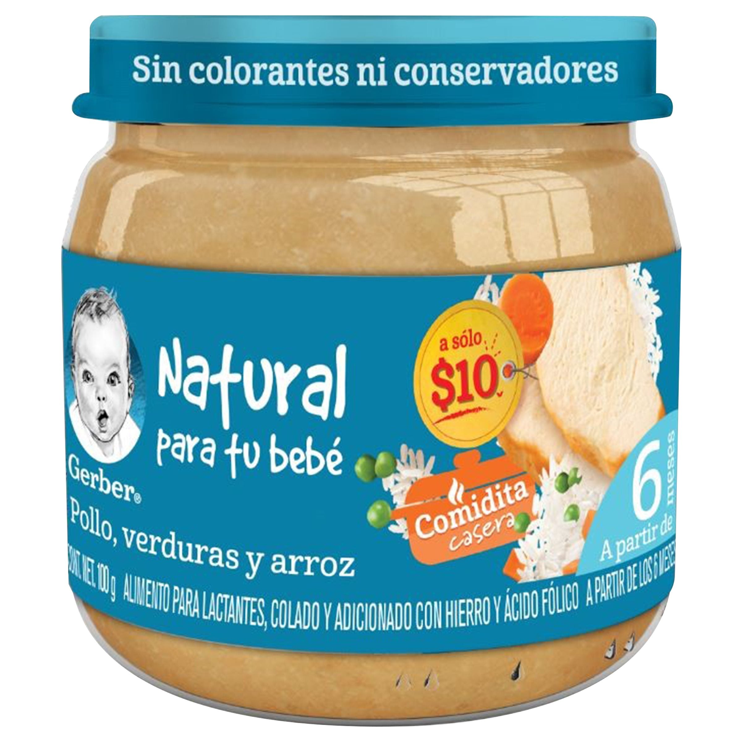 GERBER 2DA ETAPA POLLO Y ARROZ FRASCO 100  GR.