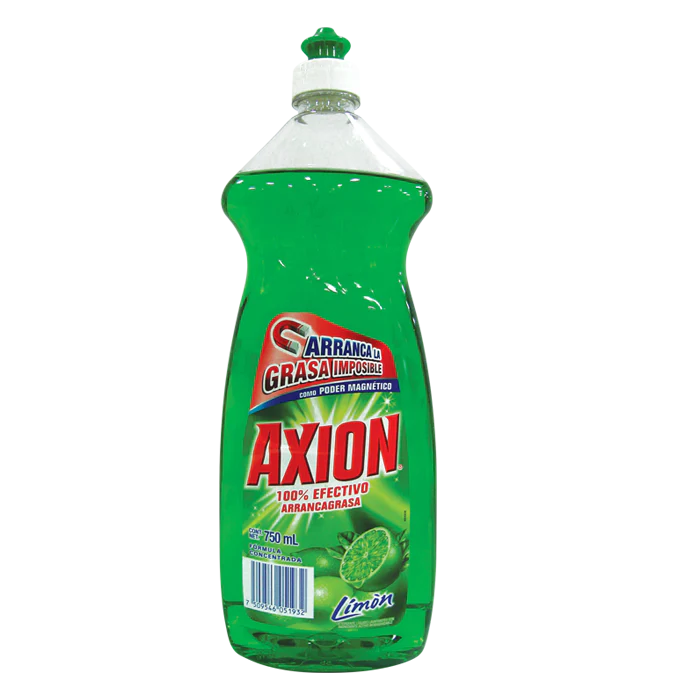 DETERGENTE LIQUIDO  LAVATRASTES AXION LIMON 750  ML.