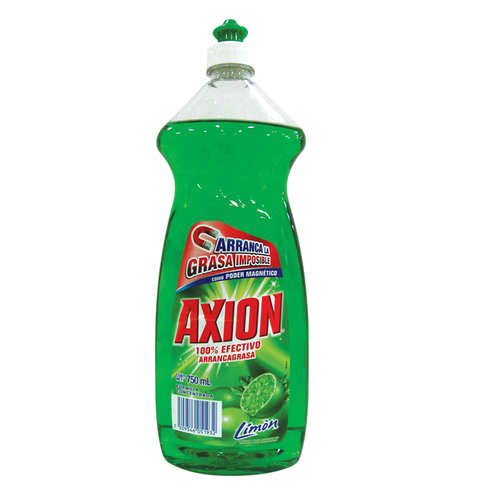 DETERGENTE LIQUIDO  LAVATRASTES AXION LIMON 750  ML.