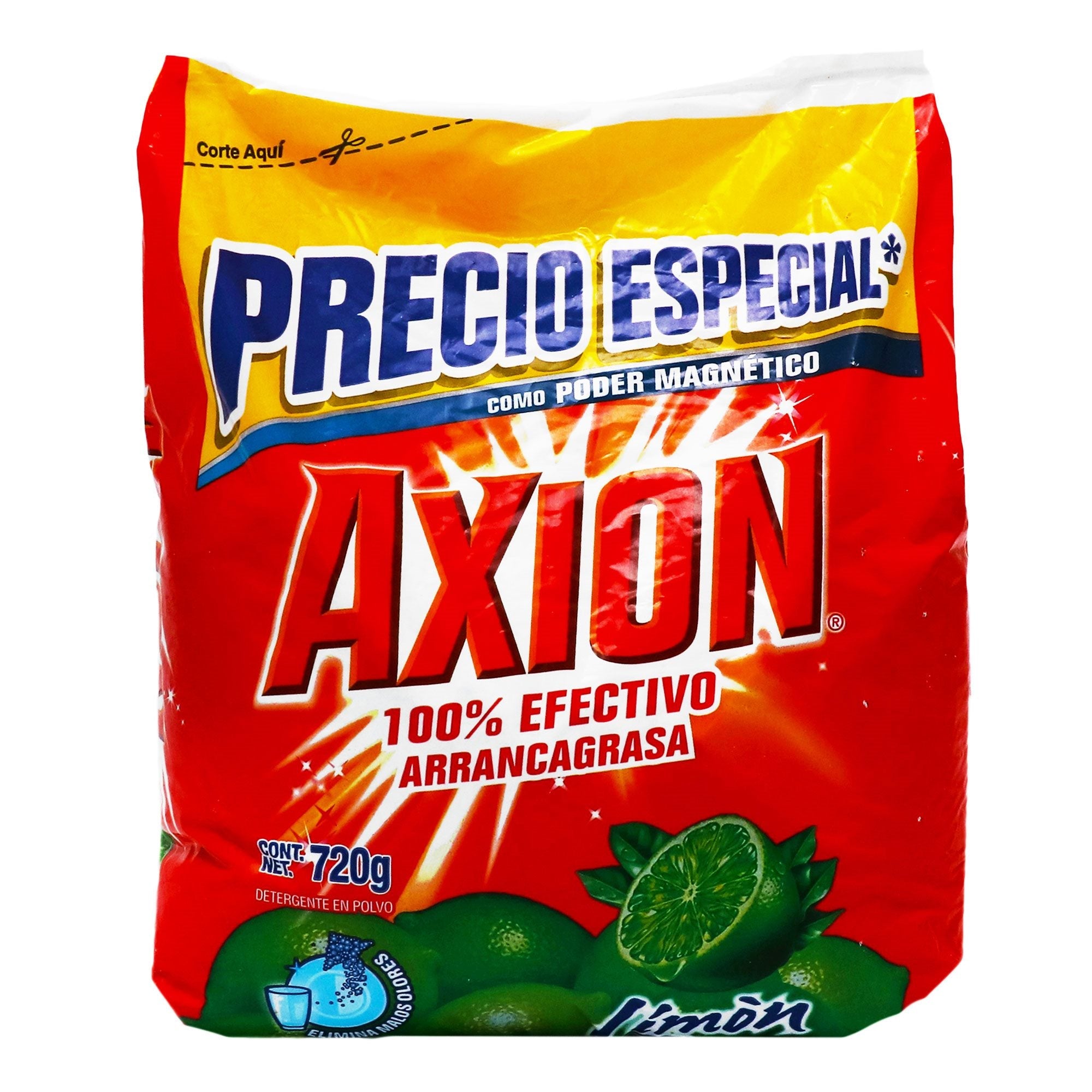 DETERGENTE EN POLVO PARA TRASTES LIMÓN AXION 720  GR.