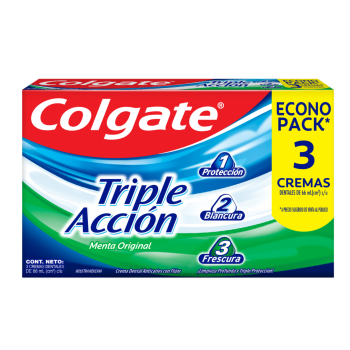 CREMA DENTAL COLGATE TRIPLE ACCIÓN ANTICARIES CON FLUOR 3  PZA.