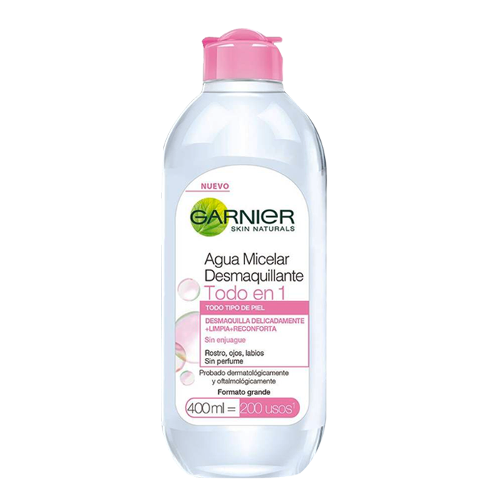 AGUA MICELAR GARNIER DESMAQUILLANTE TODO EN 1 400  ML.