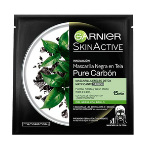 MASCARILLA NEGRA EN TELA GARNIER CARBONO PURO SACHET 1  PZA.