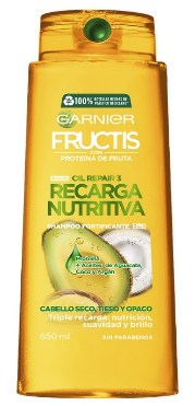 SHAMPOO GARNIER FRUCTIS 2 EN 1 RECARGA NUTRITIVA 650  ML.