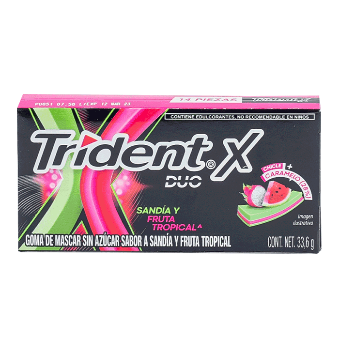 TRIDENT X DUO FRUTA TROPICAL PZ 1  PZA.