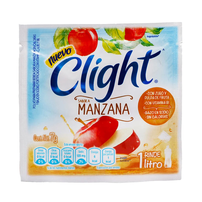 BEBIDA EN POLVO CLIGHT MANZANA 7  GR.