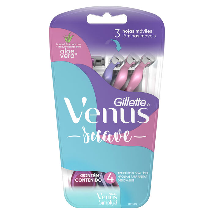 MAQUINA PARA AFEITAR GILLETTE VENUS 3 SIMPLY PACK 4  PZA.