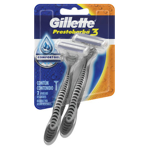 MAQUINA PARA AFEITAR GILLETTE PRESTOBARBA 3 2  PZA.