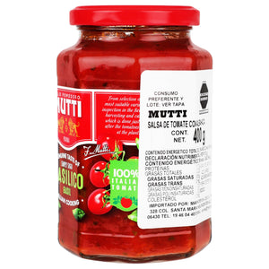 MUTTI SALSA DE TOMATE CON ALBAHACA FRASCO 400  GR.