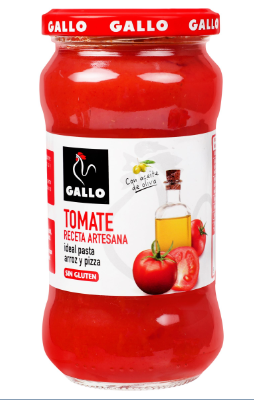 SALSA GALLO TOMATE RECETA ARTESANA FRASCO 350  GR.