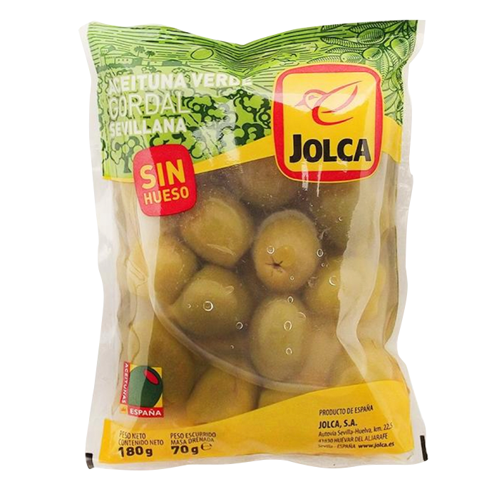 ACEITUNA GORDAL DESHUESADA JOLCA BOLSA 180  GR.